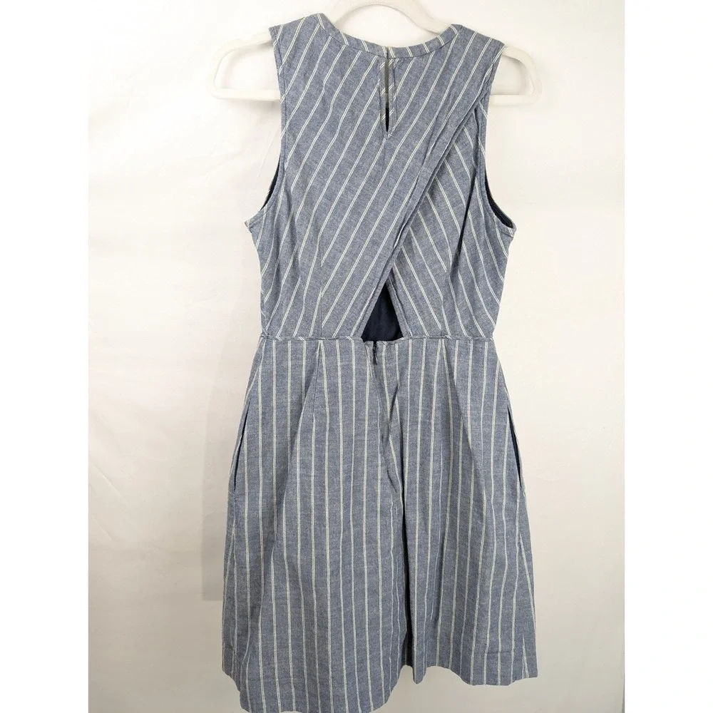 J‎ Crew Striped 100% Cotton Sleeveless Mini Dress Size 6 Blue Coastal Nautical